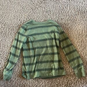 Boys Green Striped Long Sleeve Shirt